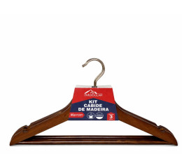 CABIDE DE MADEIRA MARROM C/3PÇS MR413